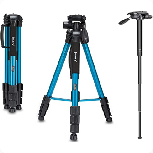 Jmary KP-2264 Professional Aluminium Tripod Monopod for All DSLR Cameras (Blue)